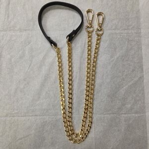 Mautto 50-Inch Leather and Gold-tone Chain-link Detachable Crossbody Strap, NWOT